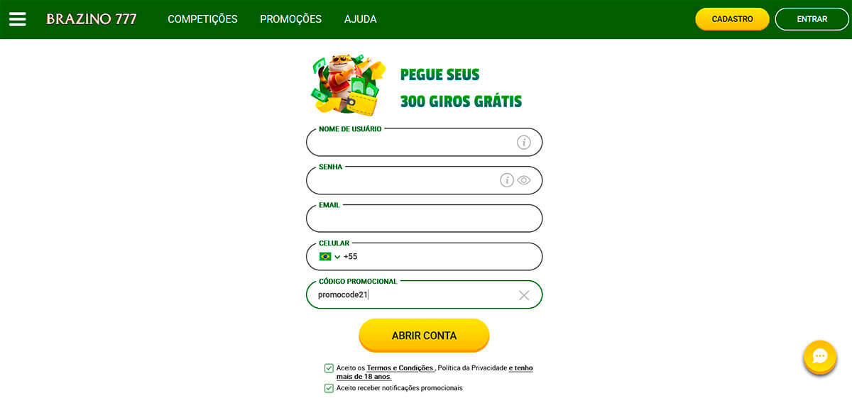 código promocional Brazino777